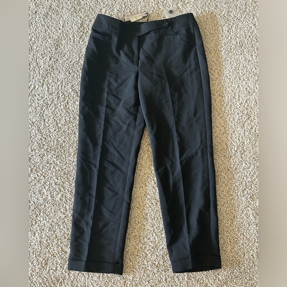 NWT TALBOTS Women's Black Wool Flat Front Lined Signature Cuffed Dress Pant Sz 8 - Picture 1 of 11